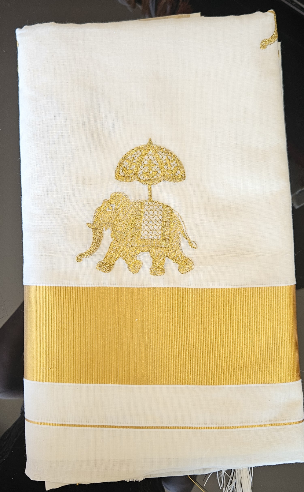 Kerala cotton saree with embroidery