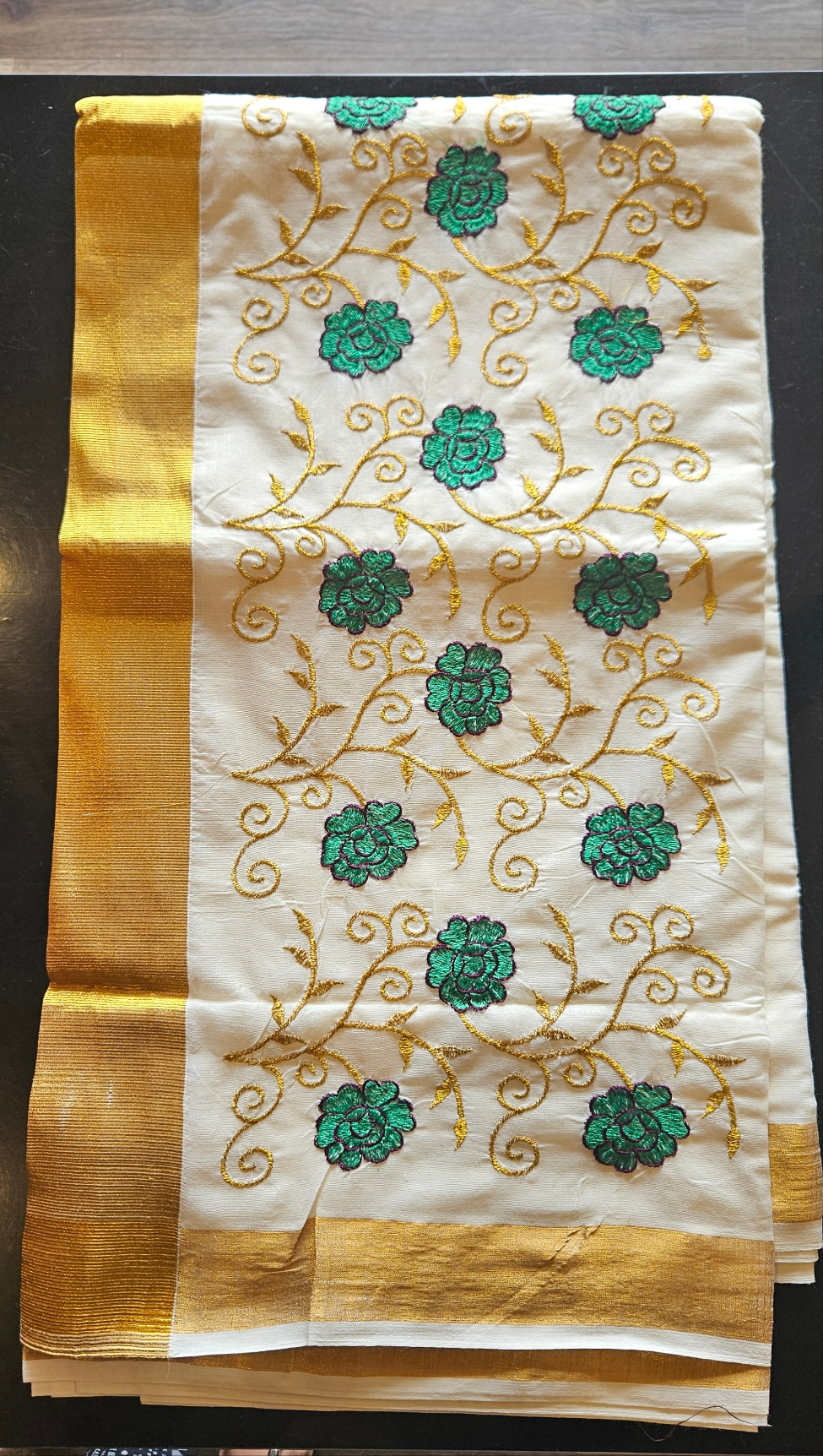 Kerala cotton saree with embroidery