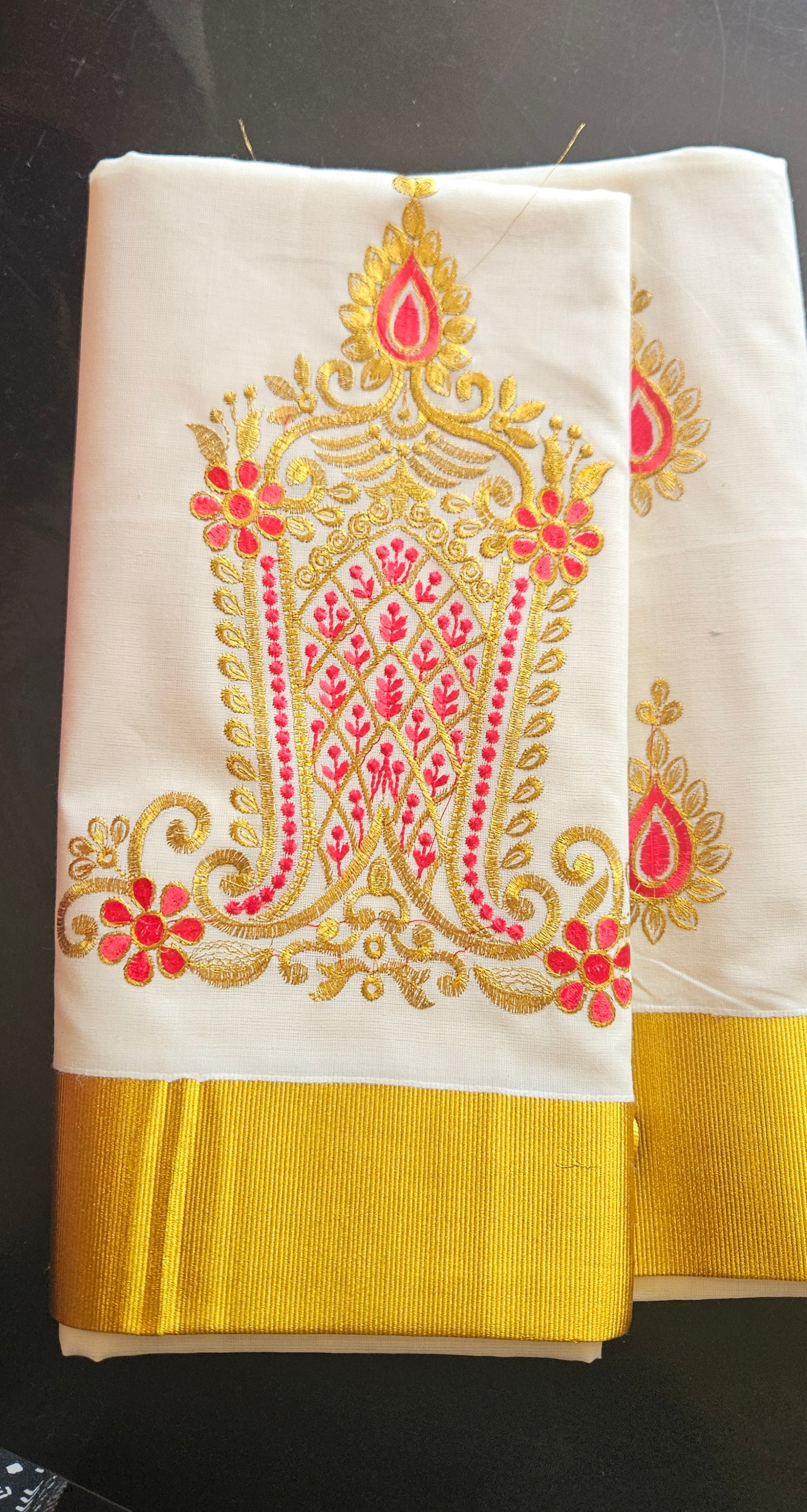Kerala cotton saree with embroidery