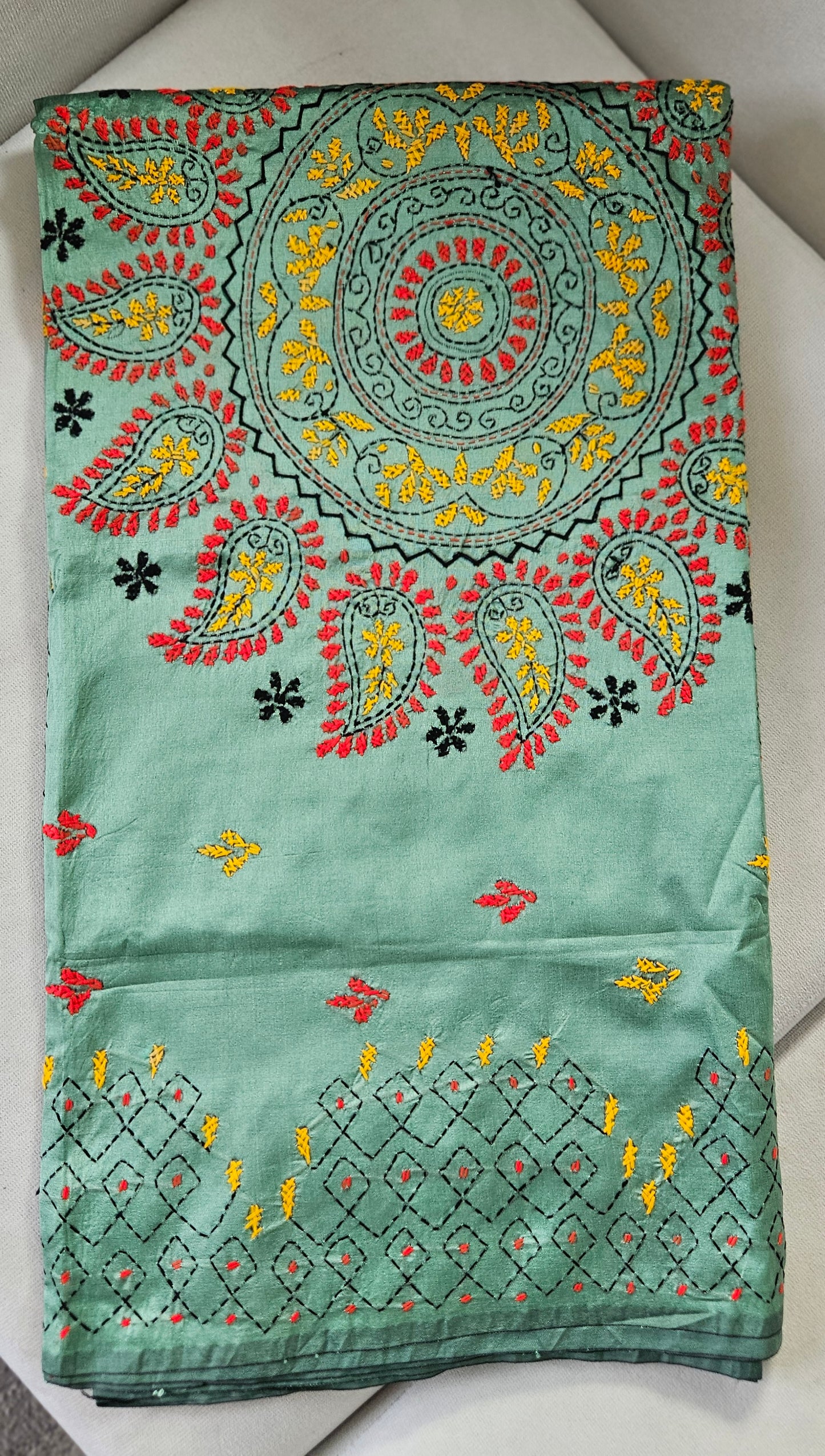 Nakshi Kantha Embroidery Silk Saree