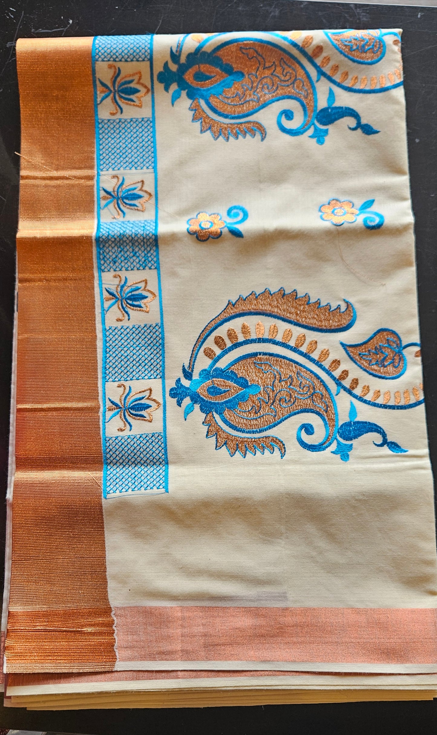 Kerala cotton saree with embroidery