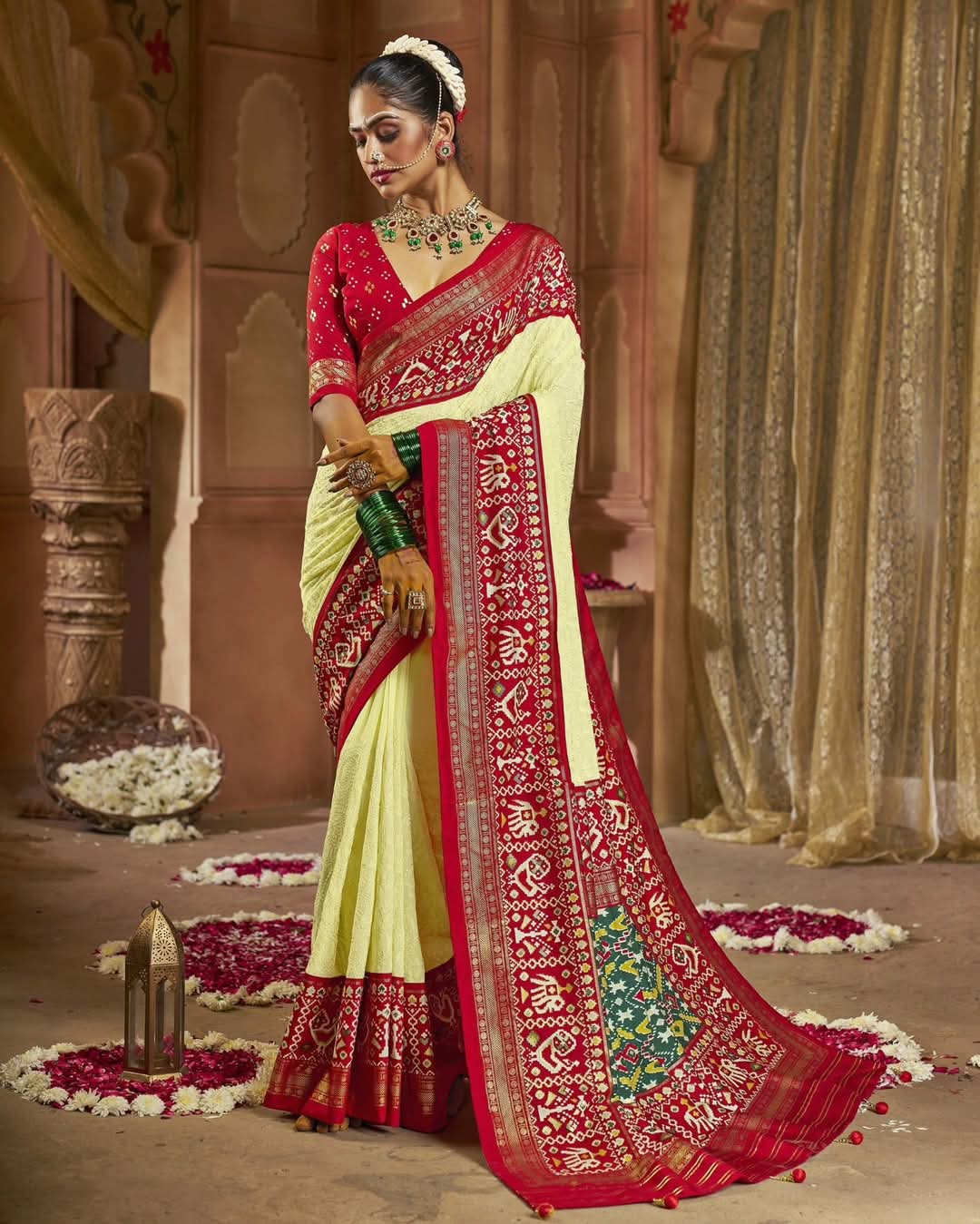 Chikankari Saree with Patola Border and Pallu