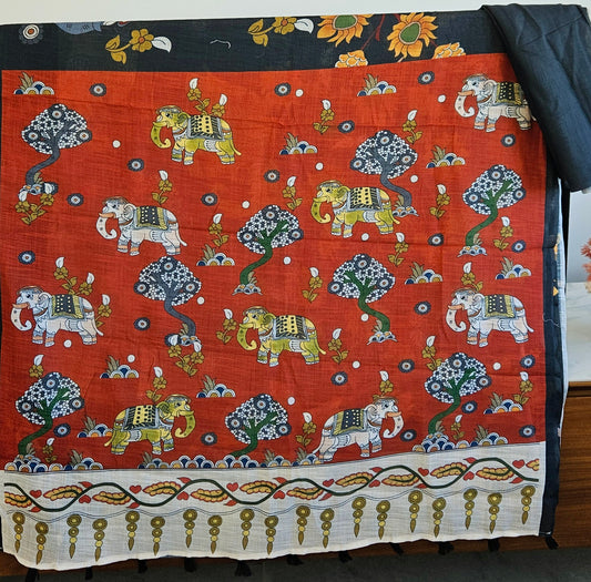 Digital Printed linen saree