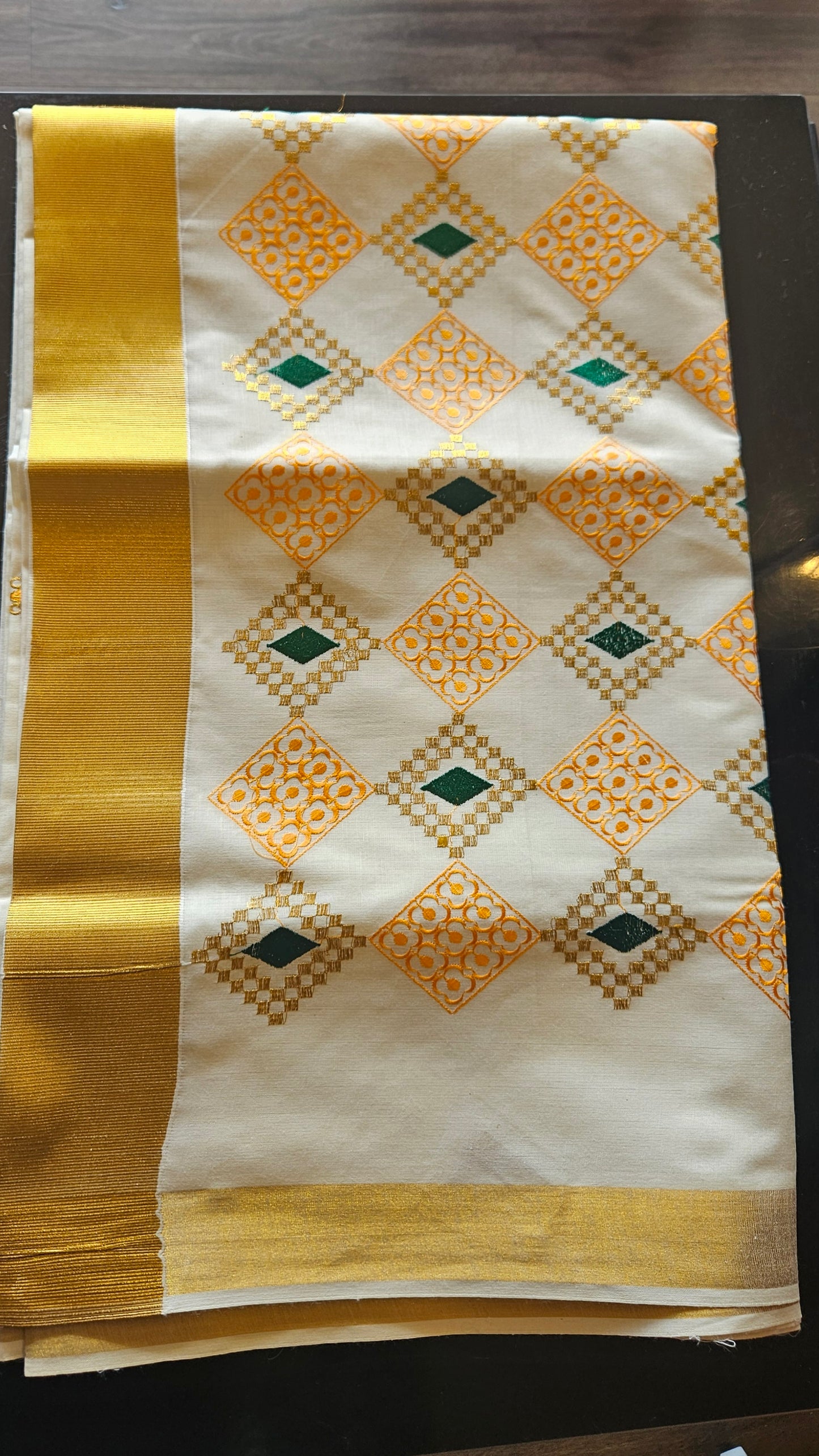 Kerala cotton saree with embroidery
