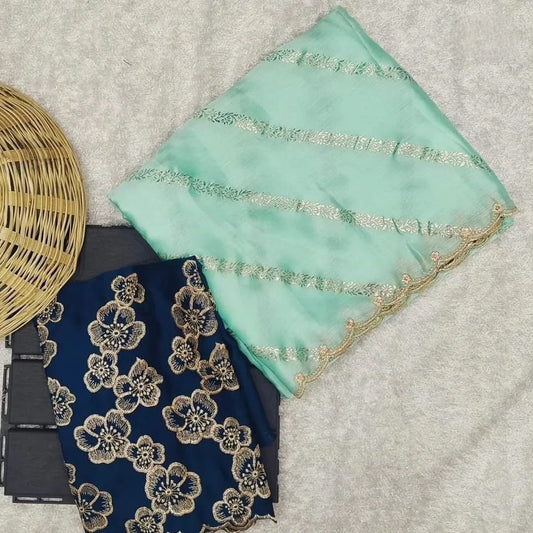 Chinnon saree with foil print design