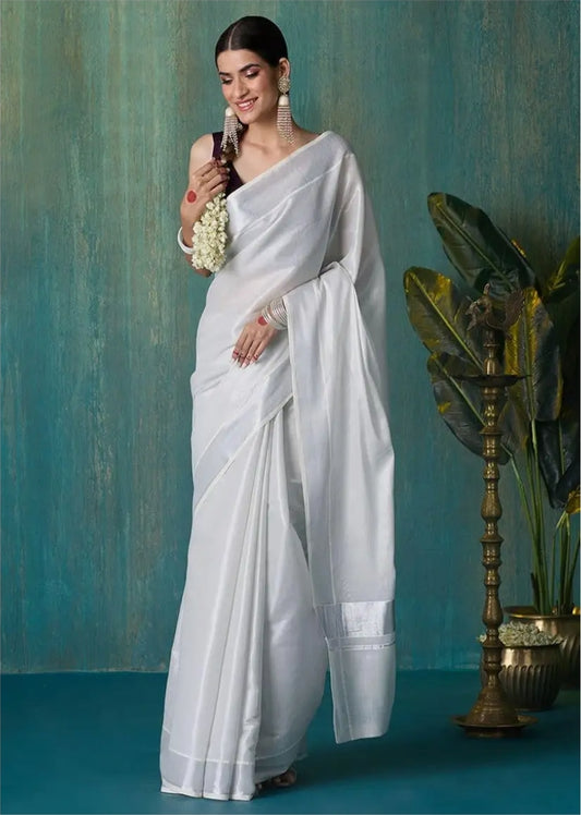 Kerala cotton saree with silver zari
