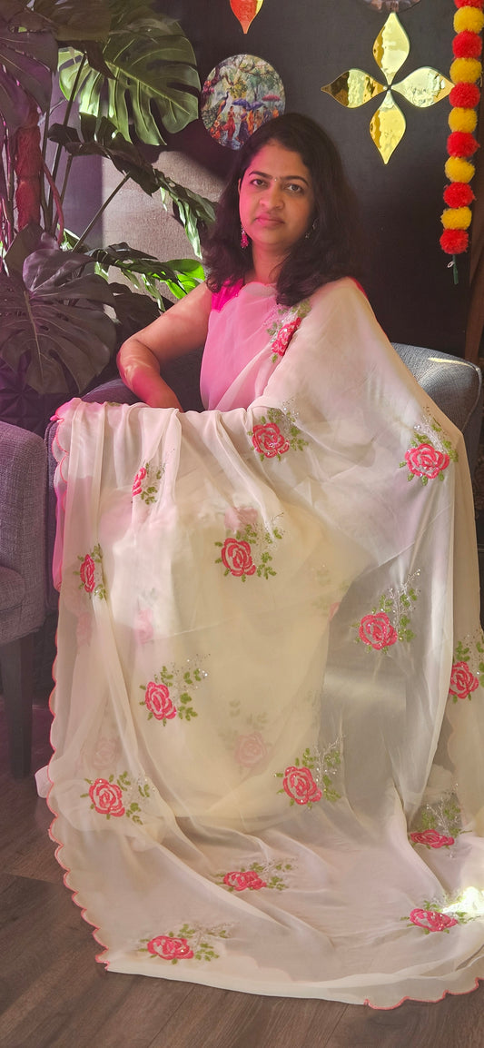 Georgette saree with sequins work